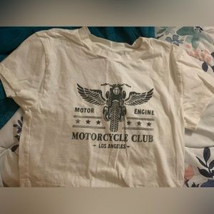 White motorcycle crop top